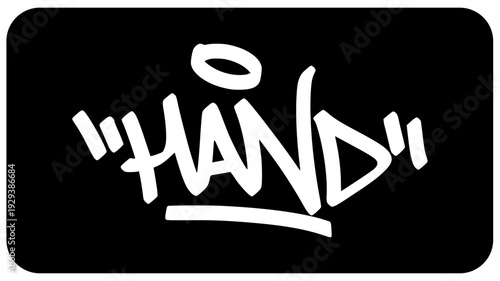 Hand Graffiti Tag White. Bold Urban Street Art Lettering on Black Background for Manual Craft Identity and Underground Artisan Branding.