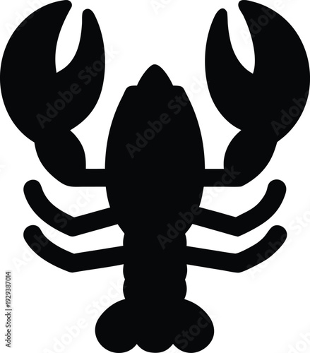 lobster with claws silhouette vector illustration on transparent background