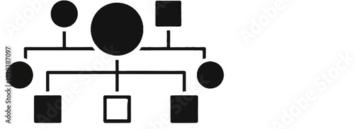 Black and white simplified family tree diagram with circles and squares