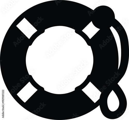 lifebuoy ring silhouette vector illustration on transparent background