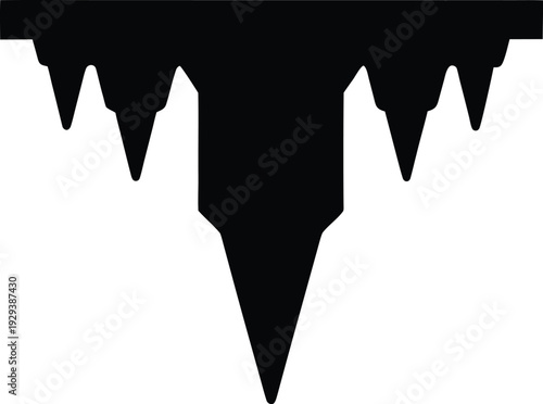 icicle hanging down silhouette vector illustration on transparent background