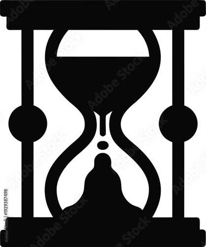 hourglass with sand flowing silhouette vector illustration on transparent background