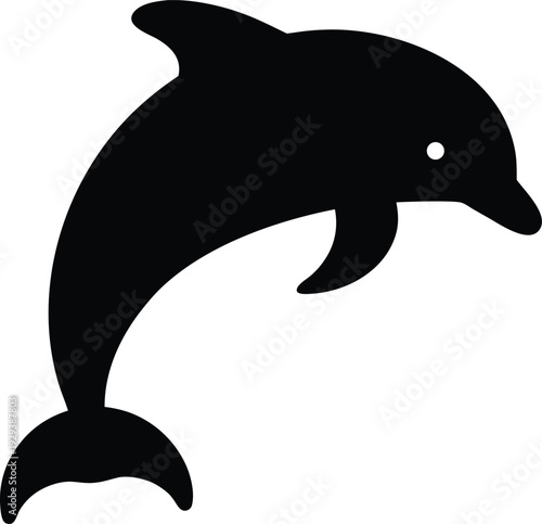 dolphin jumping silhouette vector illustration on transparent background