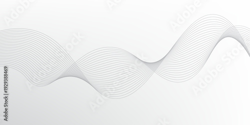 Abstract Black smooth wave on a white background. Dynamic sound wave. Design element. Vector illustration.