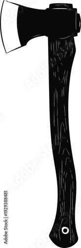 Wood Axe Icon Black Hatchet Symbol for Lumberjack and Camping Work Vector Illustration