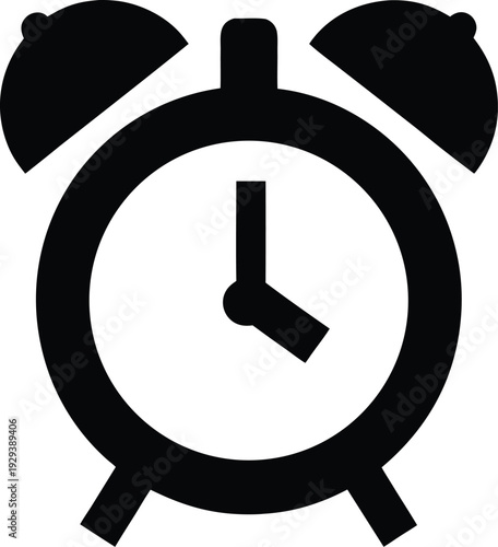 alarm clock with bells silhouette vector illustration on transparent background