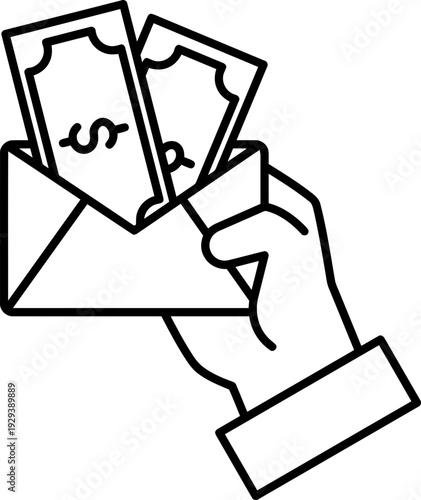 Hand Holding Money Envelope Cash.