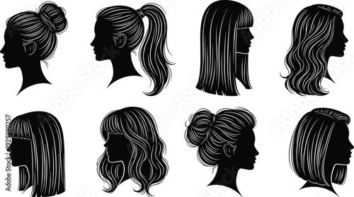 Cute little girl silhouette set featuring various poses including jumping, dancing, arms raised, and standing isolated on white for kids,