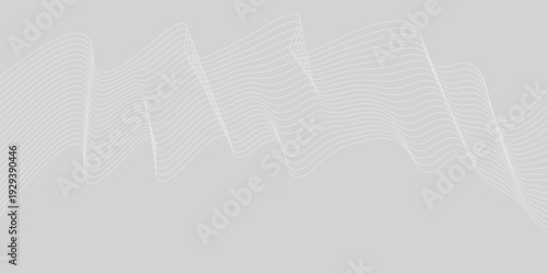 Abstract black and white smooth waves on a gray background. Dynamic sound waves. Design element. Top vector illustration.