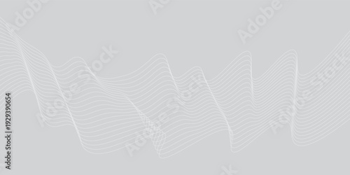 Abstract black and white smooth waves on a gray background. Dynamic sound waves. Design element. Top vector illustration.