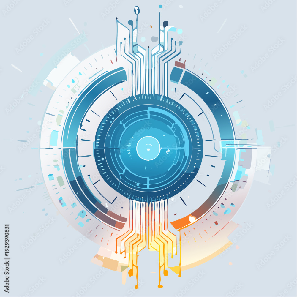Fototapeta premium Futuristic AI core representing intelligent systems and integrated data processing for advanced technology solutions