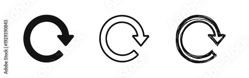 Reload or refresh icon set. Circular arrow symbol for update, reset, and synchronization vector illustration.