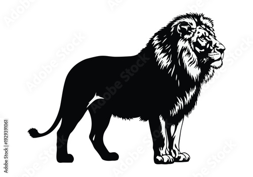 Majestic Lion Silhouette Illustration Black and White King of the Jungle Vector Art