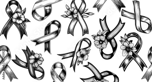 cancer ribbon vector pattern vector, pattern, awareness, medical, health, support, hope, pink, oncology, background, seamless, design, symbol, charity, illustration, breast, care, help