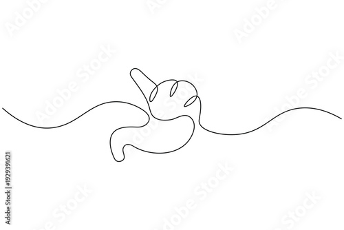 Human stomach organ one line art vector illustration in minimalist style
