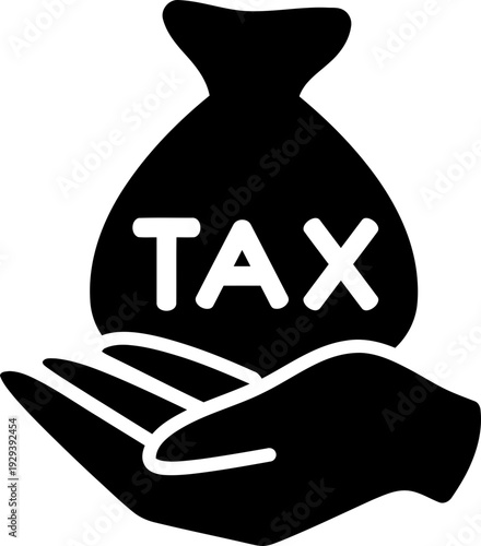 Hand holding tax money bag.