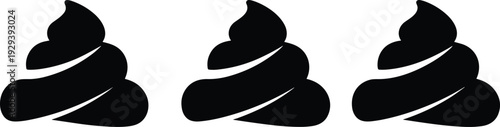 Black silhouette of poop pile icons set isolated on white background symbol of waste hygiene sanitation organic fertilizer and compost.