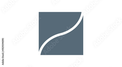 Abstract Grey Square with White Curve.