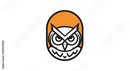 Angry Cartoon Owl Face Illustration.