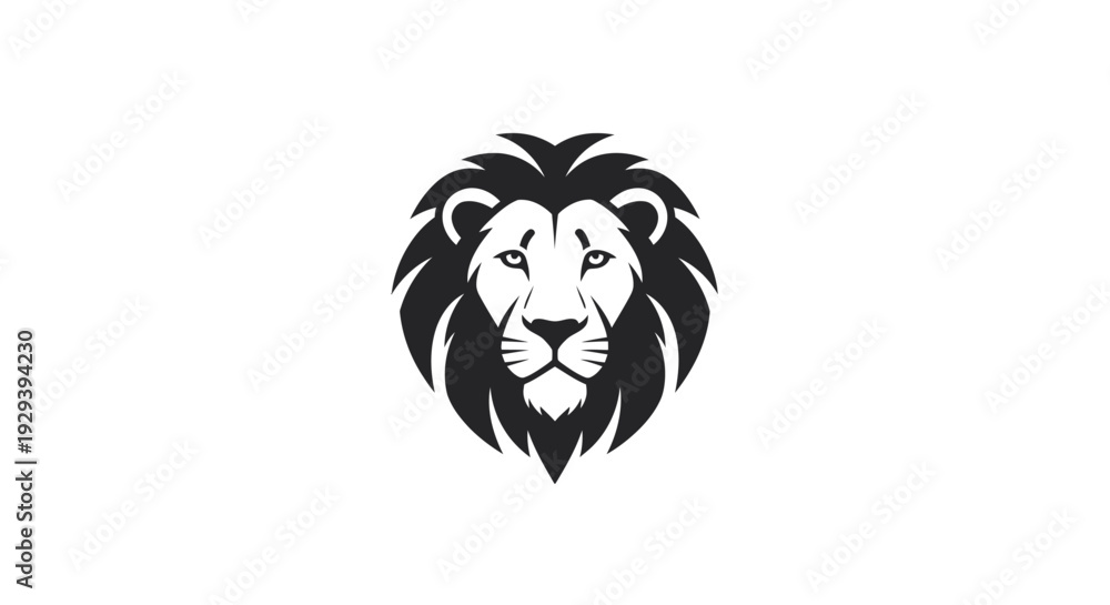 Fototapeta premium Black and White Lion Head Illustration.