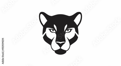 Black and White Illustration of Cat Head.