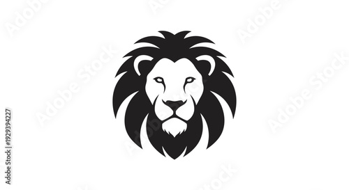 Black and White Lion Head Illustration.