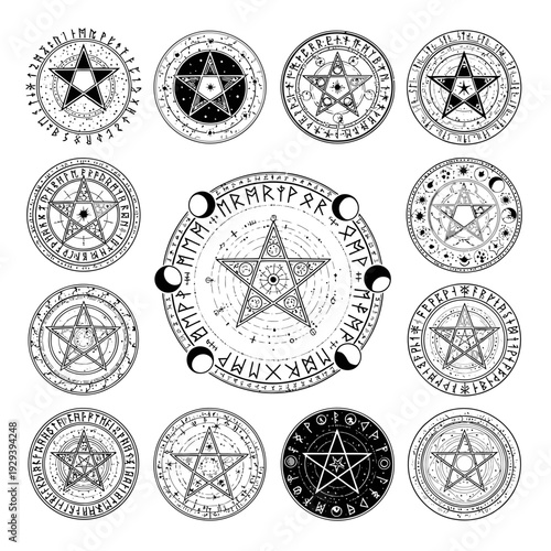 Esoteric Pentagrams Collection: Mystical Symbols for Occult and Magic