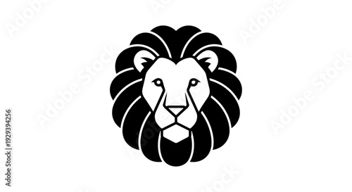 Black and White Lion Head Illustration.
