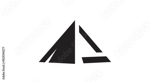 Free Download Abstract Black Geometric Shapes Resembling Fragmented Pyramid or Mountain on Isolated White Background - GFXLoad