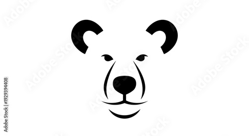 Black Bear Face Illustration Simple Design.