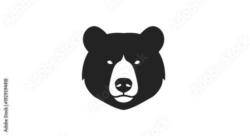 Black Bear Head Illustration Silhouette Icon.