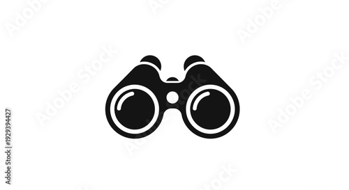 Black Binoculars Icon on White Background.