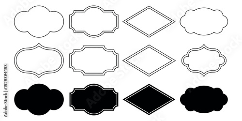 Vintage Label and Frame Set, Professional Decorative Vector Borders, Retro Banners, and Elegant Shapes for Classic Branding