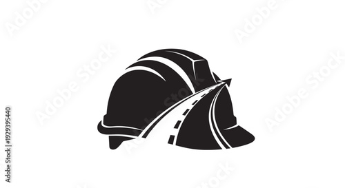 Hard Hat with Road Path Logo Design Concept.