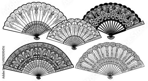 Vintage Hand Fans Collection: Ornate Lace and Decorative Designs