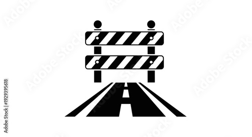 Roadblock ahead with striped barrier on a highway.