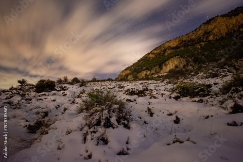Wallpaper Mural Snowy road with an an amazing stars at Fivefingers Mountains, Kyrenia, Cyprus. Torontodigital.ca