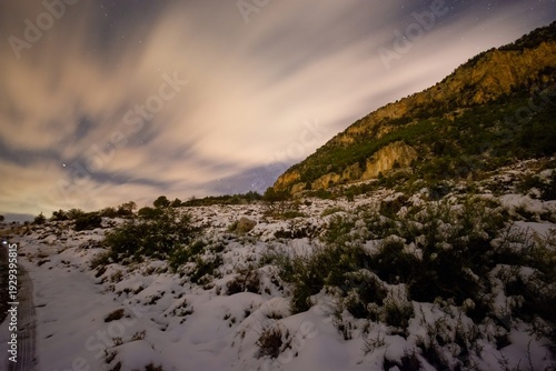 Wallpaper Mural Snowy road with an an amazing stars at Fivefingers Mountains, Kyrenia, Cyprus. Torontodigital.ca