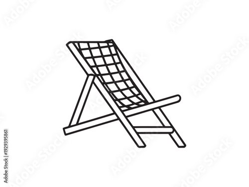 Simple deck chair line icon for beach summer vacation