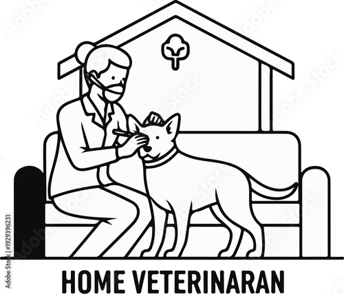 Vet caring for dog at home