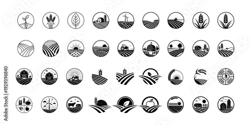 Nature-inspired farm logo collection for agriculture and forestry branding