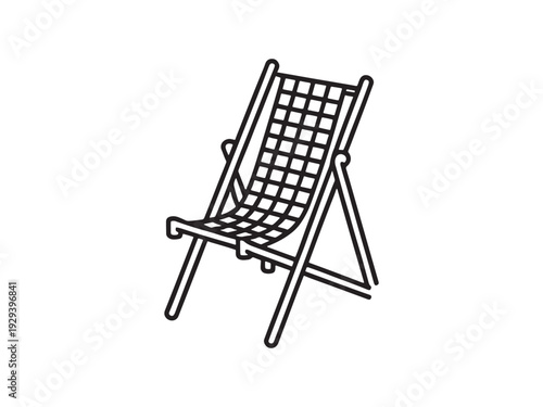 Simple deck chair line icon for beach summer vacation