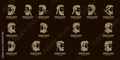 Collection of logo designs for haircut models, for salons, barbershops