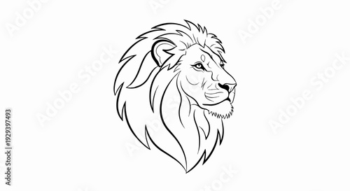 Bold lion head illustration with flowing mane and fierce gaze