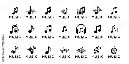Digital audio waveform logo collection