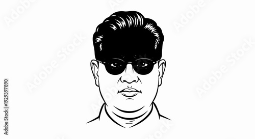 Stylized portrait of a man wearing sunglasses with dark hair