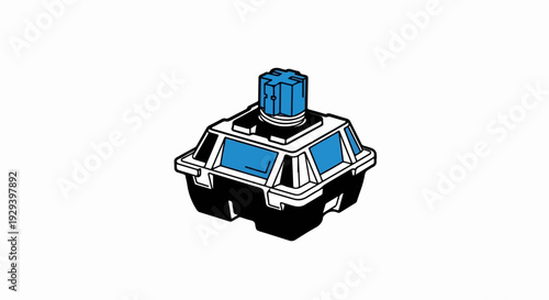 Stylized mechanical keyboard switch with blue accent