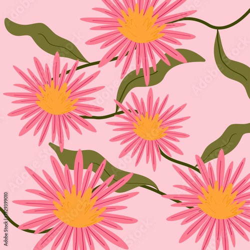 Pink Coneflower Seamless Pattern on Pastel Background – Floral Botanical Design