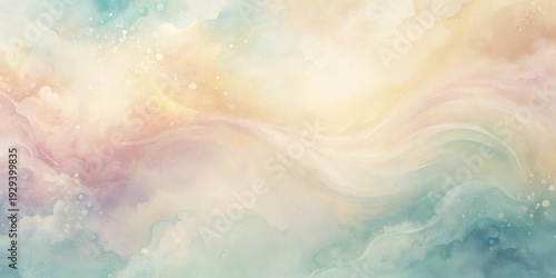 Whimsical Pastel Cloudscape An Ethereal Watercolor Dream of Soft Hues and Gentle Curves, Perfect for Backgrounds and Design Projects