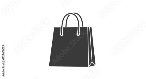 Black Shopping Bag with Handles Illustration.